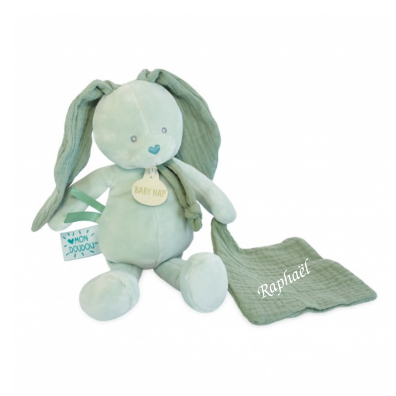  - lapin lange - peluche avec vert sauge 25 cm 